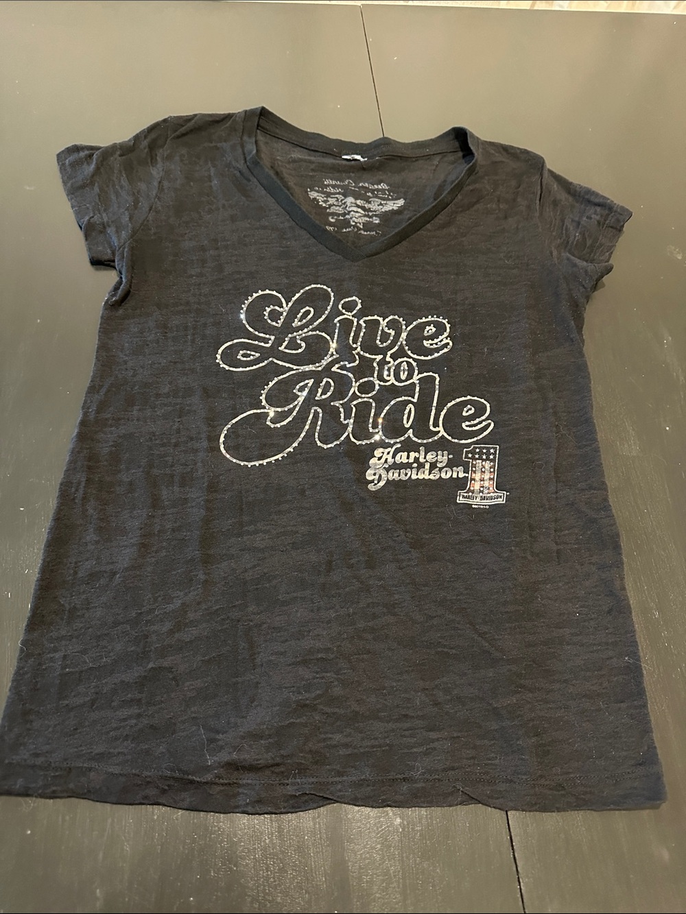 Harley-Davidson Black 'Live to Ride' Short Sleeve V-Neck Tee